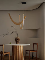Modern Double U Shaped Wood LED Pendant Light for Dining Room and Office