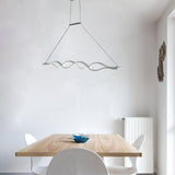 Modern Double Wave LED Pendant Light White Finish Kitchen Island Chandelier for Dining Room