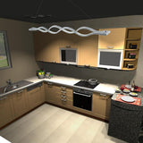 Modern Double Wave LED Pendant Light White Finish Kitchen Island Chandelier for Dining Room