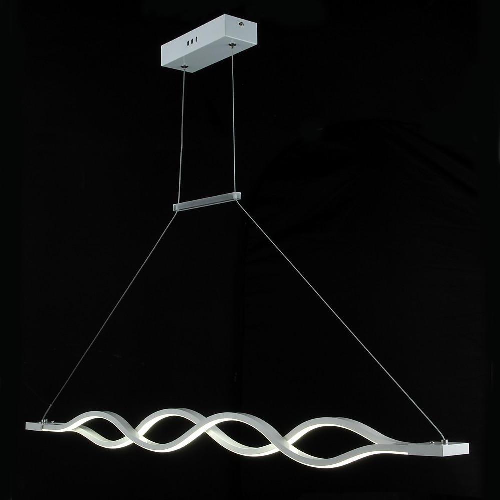 Modern Double Wave LED Pendant Light White Finish Kitchen Island Chandelier for Dining Room