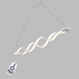 Modern Double Wave LED Pendant Light White Finish Kitchen Island Chandelier for Dining Room