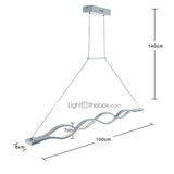 Modern Double Wave LED Pendant Light White Finish Kitchen Island Chandelier for Dining Room