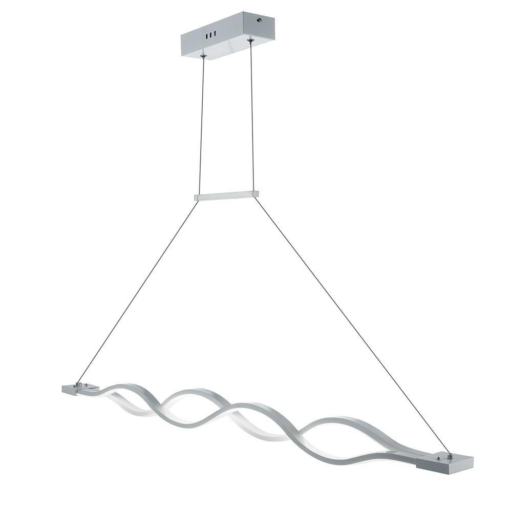 Modern Double Wave LED Pendant Light White Finish Kitchen Island Chandelier for Dining Room