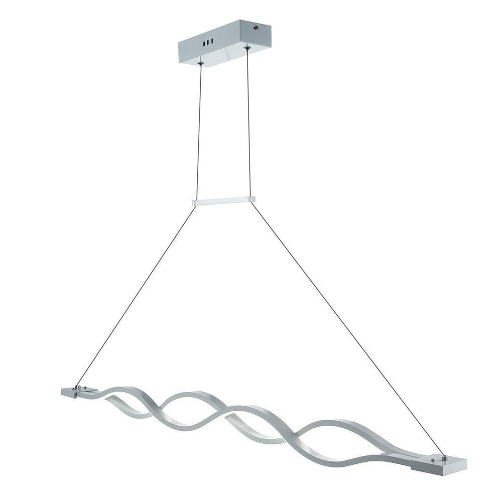 Modern Double Wave LED Pendant Light White Finish Kitchen Island Chandelier for Dining Room