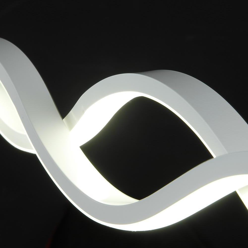 Modern Double Wave LED Pendant Light White Finish Kitchen Island Chandelier for Dining Room