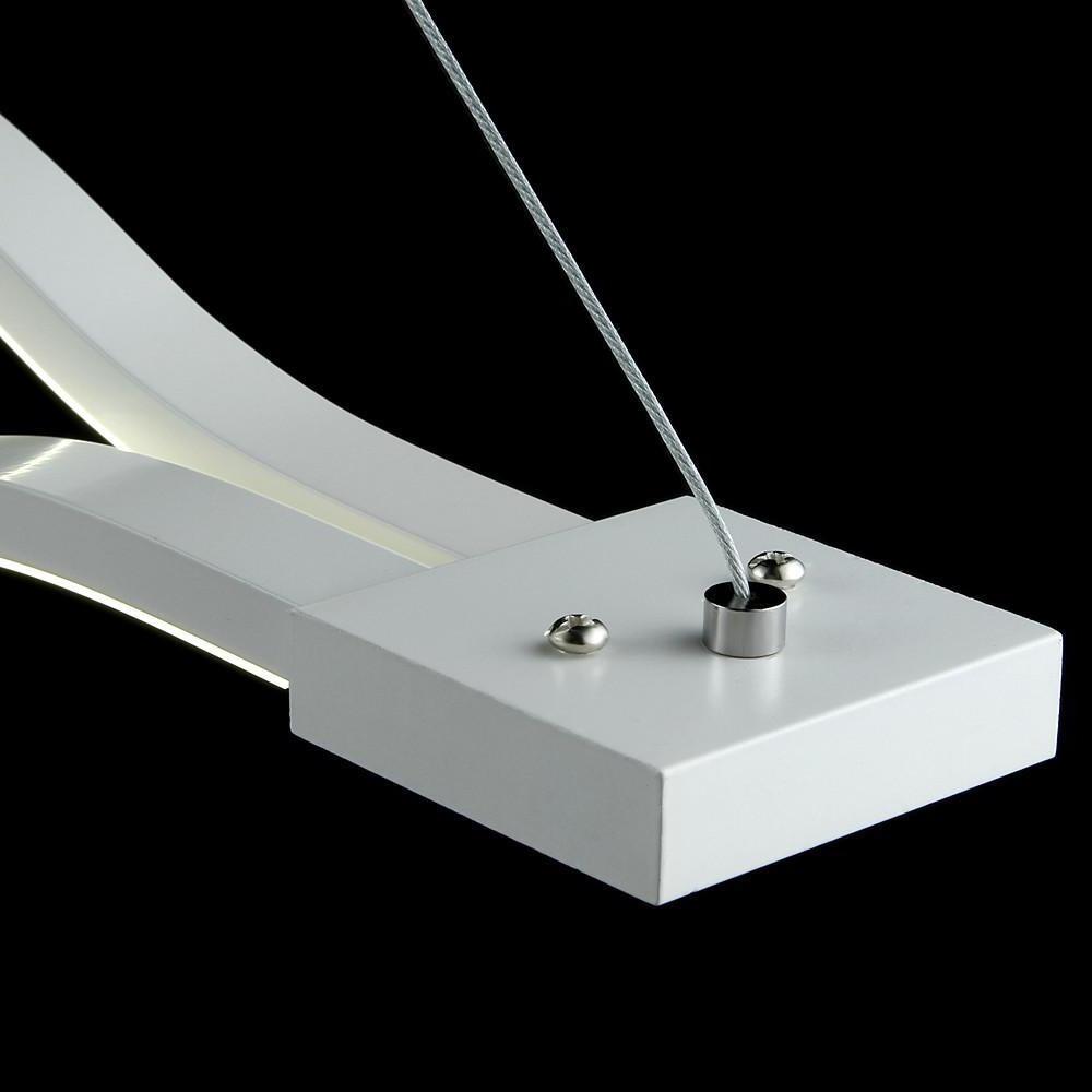 Modern Double Wave LED Pendant Light White Finish Kitchen Island Chandelier for Dining Room