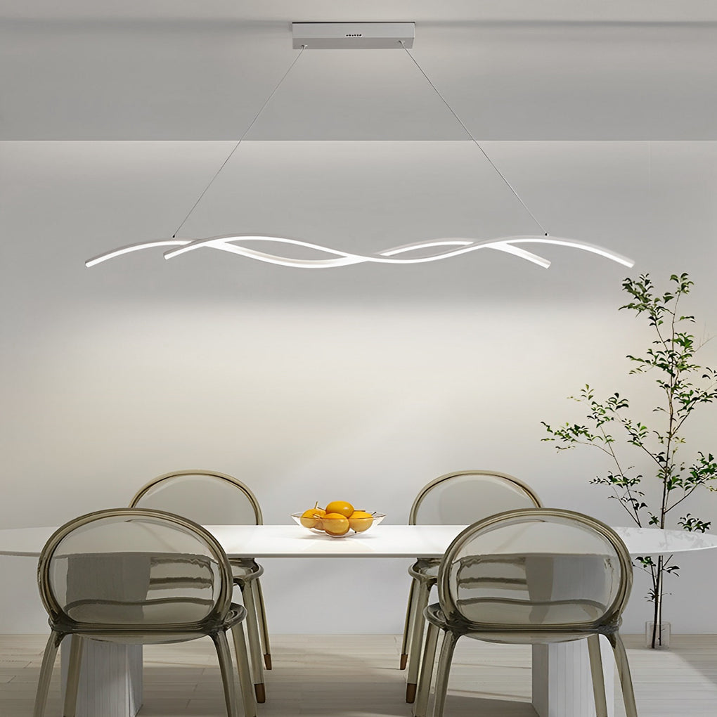 Modern Double Wavy LED Chandelier Creative Minimalist Hanging Pendant Light