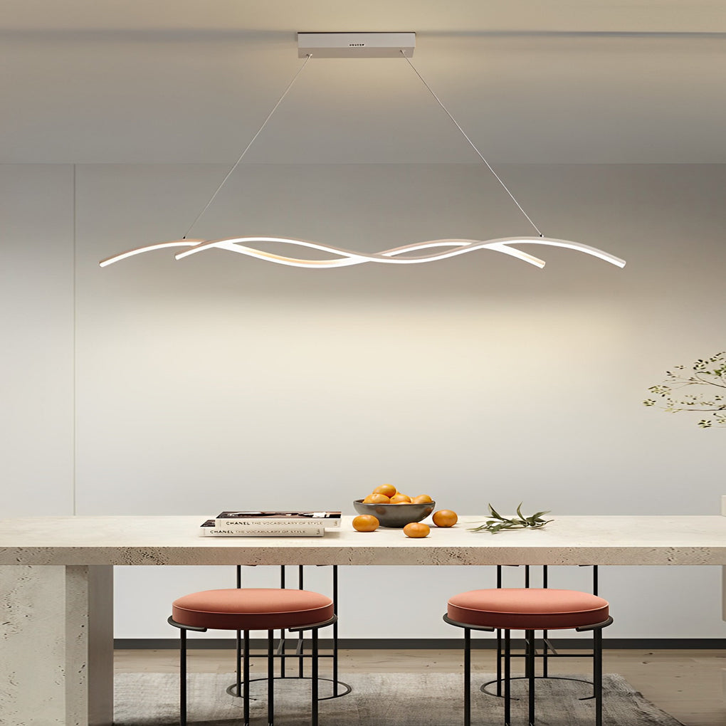 Modern Double Wavy LED Chandelier Creative Minimalist Hanging Pendant Light