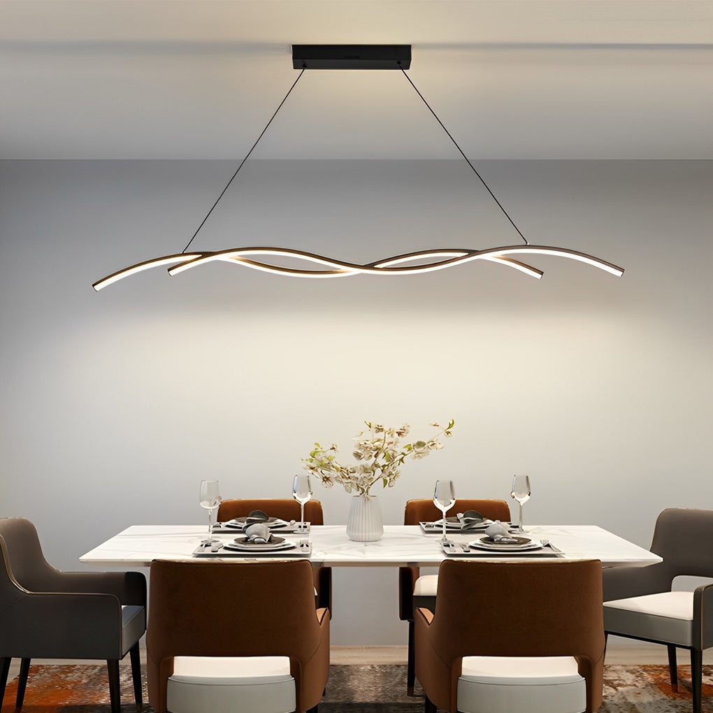 Modern Double Wavy LED Chandelier Creative Minimalist Hanging Pendant Light