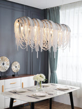 Modern Draped Metal Chain Chandelier LED Gasolier Lighting in Rose Gold and Chrome