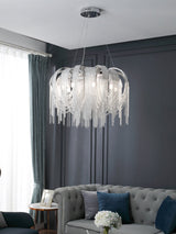 Modern Draped Metal Chain Chandelier LED Gasolier Lighting in Rose Gold and Chrome