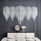 Modern Draped Metal Chain Chandelier LED Gasolier Lighting in Rose Gold and Chrome