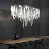 Modern Draped Metal Chain Chandelier LED Gasolier Lighting in Rose Gold and Chrome