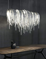 Modern Draped Metal Chain Chandelier LED Gasolier Lighting in Rose Gold and Chrome