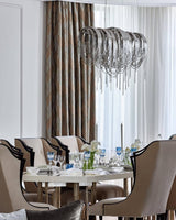 Modern Draped Metal Chain Chandelier LED Gasolier Lighting in Rose Gold and Chrome