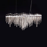 Modern Draped Metal Chain Chandelier LED Gasolier Lighting in Rose Gold and Chrome