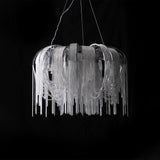 Modern Draped Metal Chain Chandelier LED Gasolier Lighting in Rose Gold and Chrome