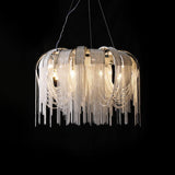 Modern Draped Metal Chain Chandelier LED Gasolier Lighting in Rose Gold and Chrome