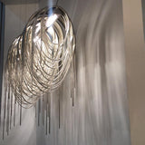 Modern Draped Metal Chain Chandelier LED Gasolier Lighting in Rose Gold and Chrome