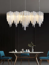 Modern Draped Metal Chain Chandelier LED Gasolier Lighting in Rose Gold and Chrome