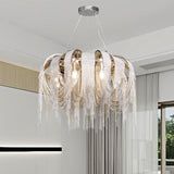 Modern Draped Metal Chain Chandelier LED Gasolier Lighting in Rose Gold and Chrome