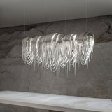 Modern Draped Metal Chain Chandelier LED Gasolier Lighting in Rose Gold and Chrome