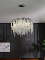Modern Draped Metal Chain Chandelier LED Gasolier Lighting in Rose Gold and Chrome