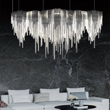 Modern Draped Metal Chain Chandelier LED Gasolier Lighting in Rose Gold and Chrome