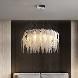 Modern Draped Metal Chain Chandelier LED Gasolier Lighting in Rose Gold and Chrome