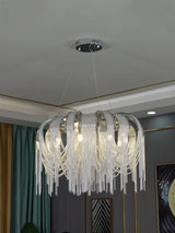 Modern Draped Metal Chain Chandelier LED Gasolier Lighting in Rose Gold and Chrome