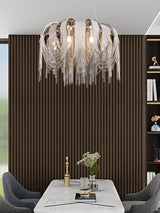 Modern Draped Metal Chain Chandelier LED Gasolier Lighting in Rose Gold and Chrome