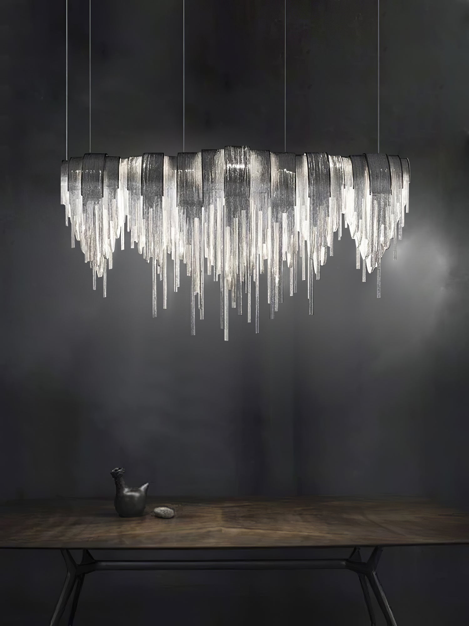 Modern Draped Metal Chain Chandelier LED Gasolier Lighting in Rose Gold and Chrome