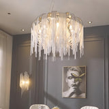Modern Draped Metal Chain Chandelier LED Gasolier Lighting in Rose Gold and Chrome