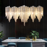 Modern Draped Metal Chain Chandelier LED Gasolier Lighting in Rose Gold and Chrome