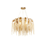 Modern Draped Metal Chain Chandelier LED Gasolier Lighting in Rose Gold and Chrome