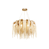 Modern Draped Metal Chain Chandelier LED Gasolier Lighting in Rose Gold and Chrome