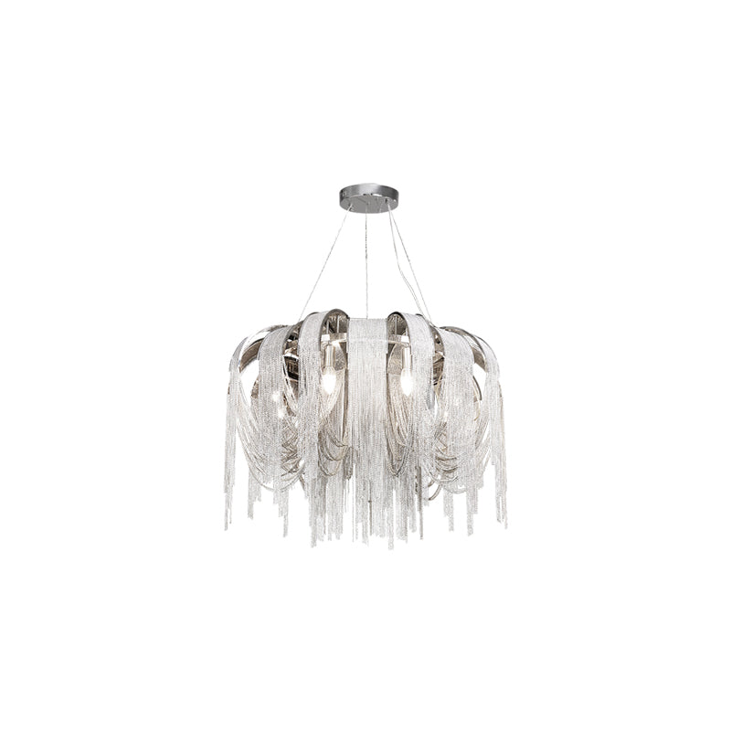 Modern Draped Metal Chain Chandelier LED Gasolier Lighting in Rose Gold and Chrome