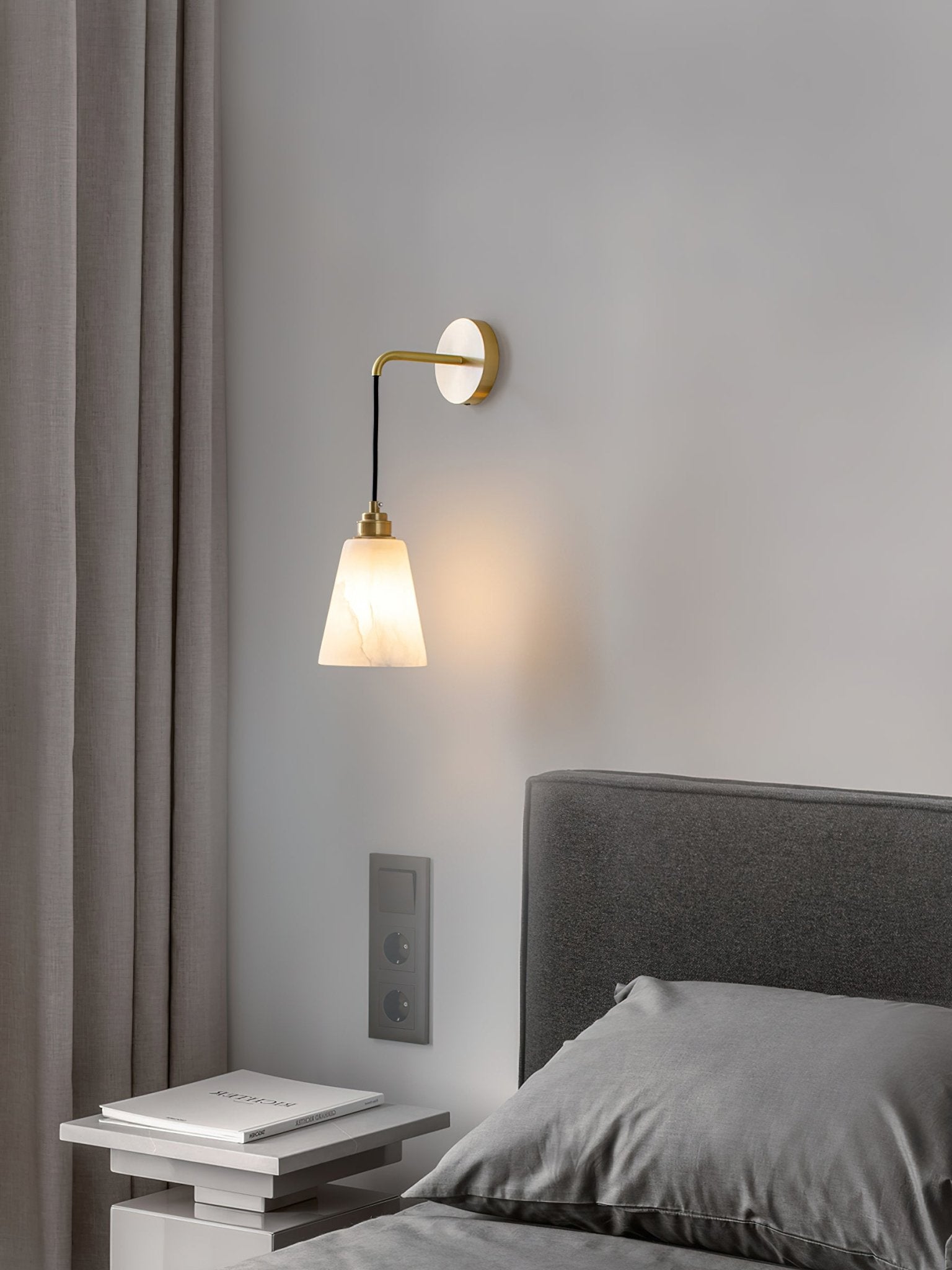 Modern Droplet Alabaster Wall Sconce Light with Natural Stone Shade for Indoor Decor