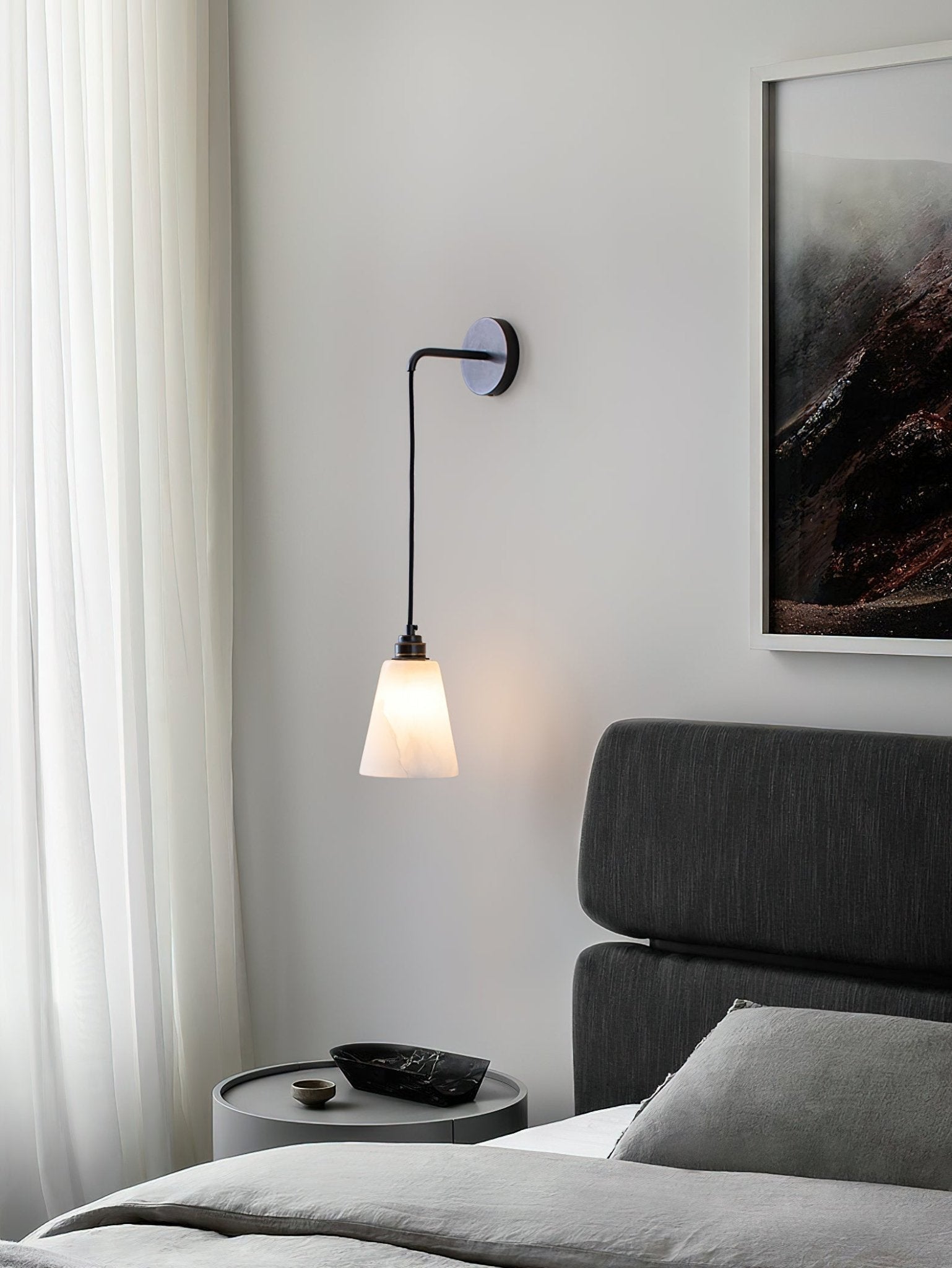 Modern Droplet Alabaster Wall Sconce Light with Natural Stone Shade for Indoor Decor