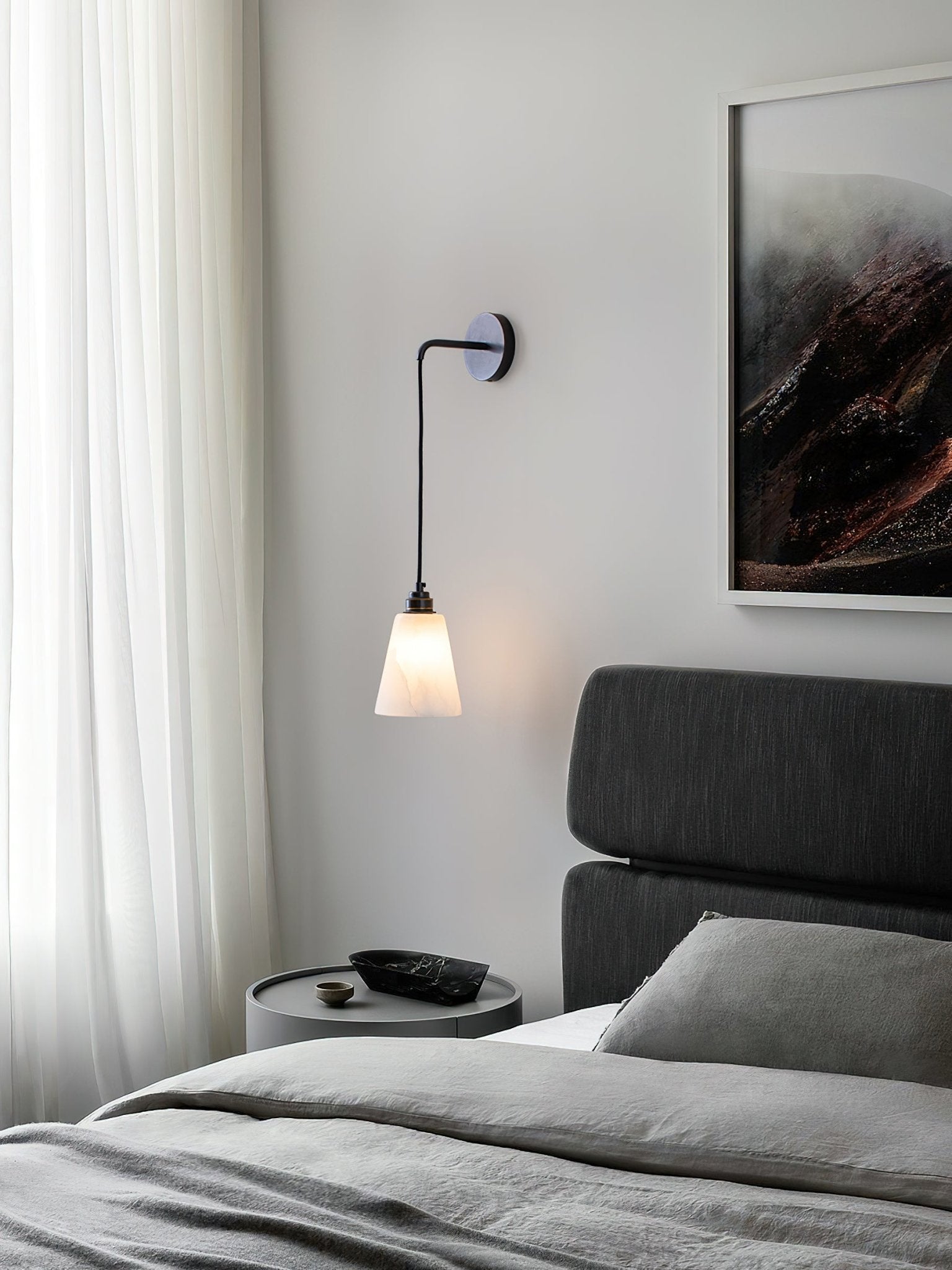 Modern Droplet Alabaster Wall Sconce Light with Natural Stone Shade for Indoor Decor