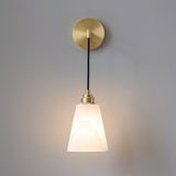Modern Droplet Alabaster Wall Sconce Light with Natural Stone Shade for Indoor Decor