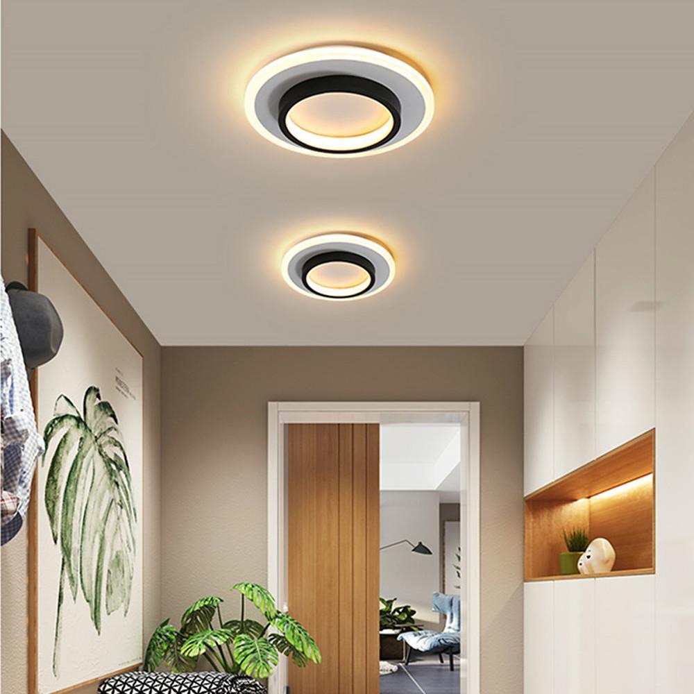 Modern Dual Circle LED Flush Mount Ceiling Light Minimalist Black and White Metal Lighting Fixture