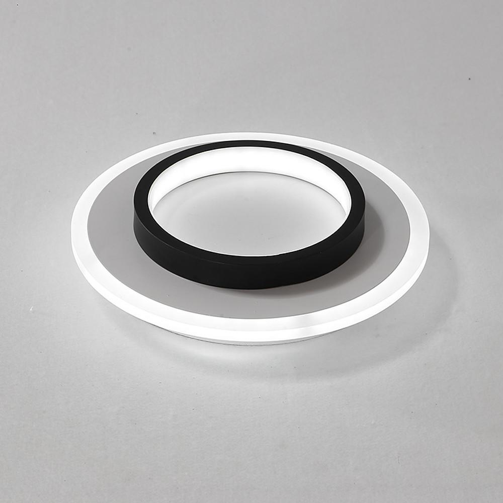 Modern Dual Circle LED Flush Mount Ceiling Light Minimalist Black and White Metal Lighting Fixture