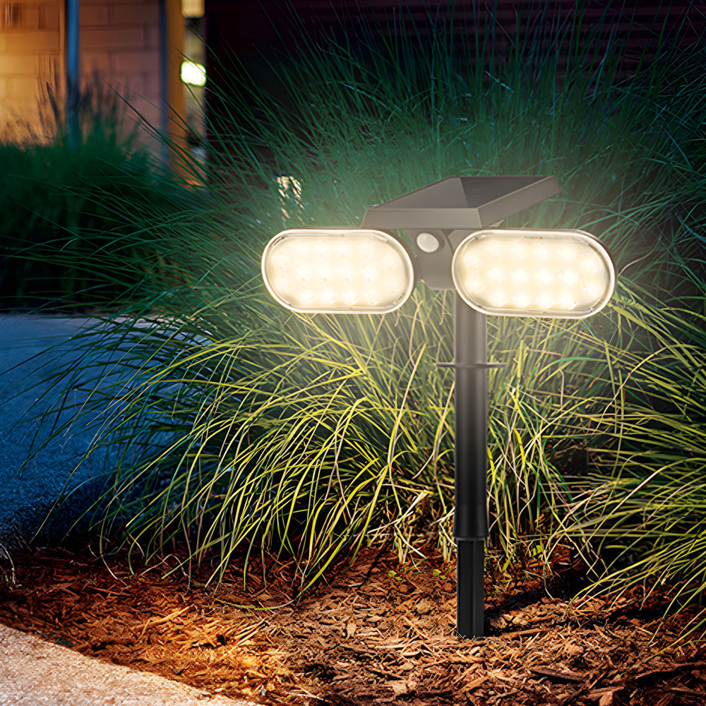 Modern Dual Head Outdoor Solar Motion Sensor Security Spotlight Rotatable LED Path Light