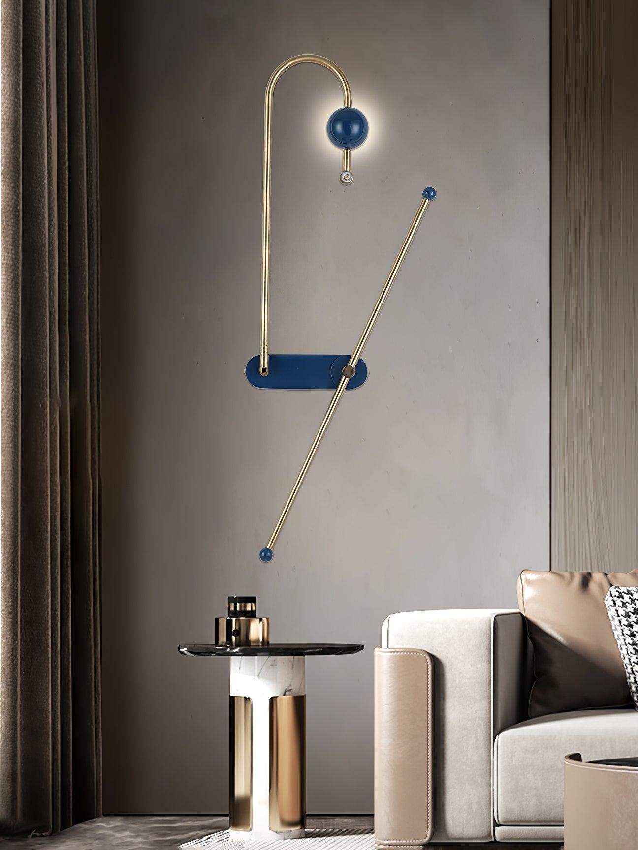 Modern Electrical Circuit LED Wall Sconce with Minimalist Rotating Arms Gold and Blue Wall Lamp