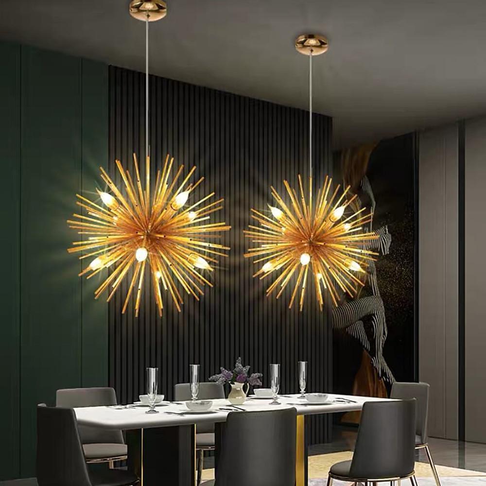 Modern Electroplated Aluminum Globe Pendant Lighting Twelve Light Chandelier for Living Room and Dining Areas