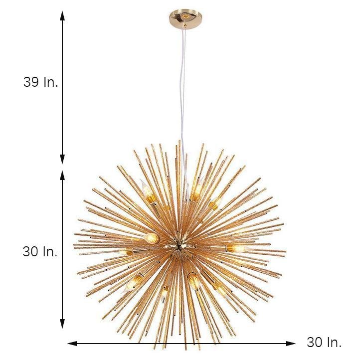 Modern Electroplated Aluminum Globe Pendant Lighting Twelve Light Chandelier for Living Room and Dining Areas