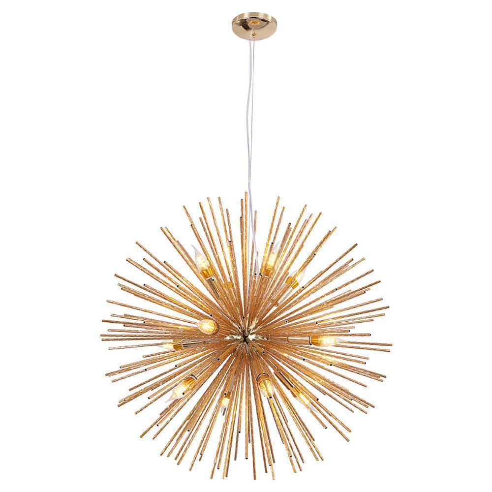 Modern Electroplated Aluminum Globe Pendant Lighting Twelve Light Chandelier for Living Room and Dining Areas