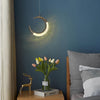 Modern Electroplated Crescent Moon LED Pendant Light Fixture for Living Room