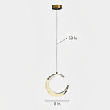 Modern Electroplated Crescent Moon LED Pendant Light Fixture for Living Room